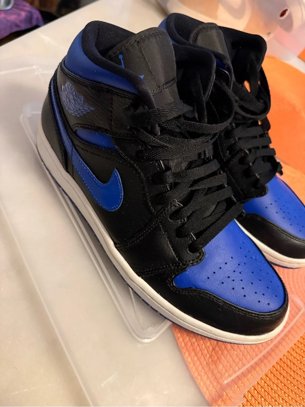 Jordan Men's Black and Royal Blue High-Top Sneakers